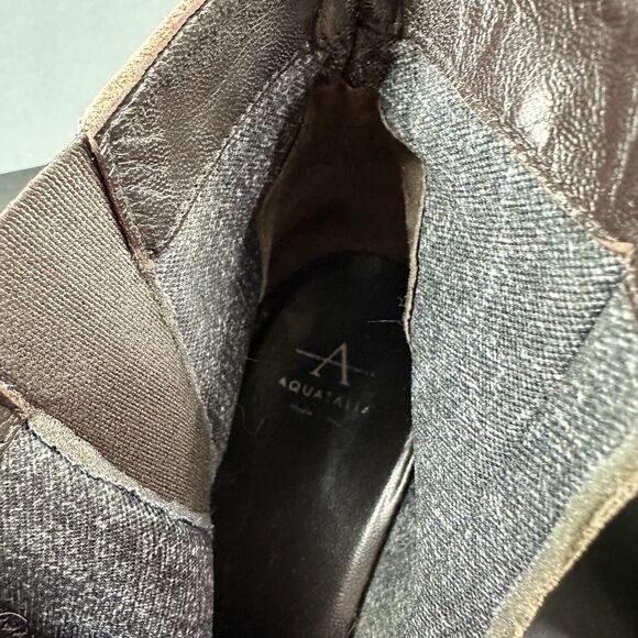 Aquatalia Faylynn Ankle Boot Womens 8 Taupe Pebbled Suede Booties Made in Italy - Picture 13 of 15